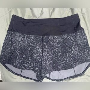 lululemon leopard print speed ups shorts size 10